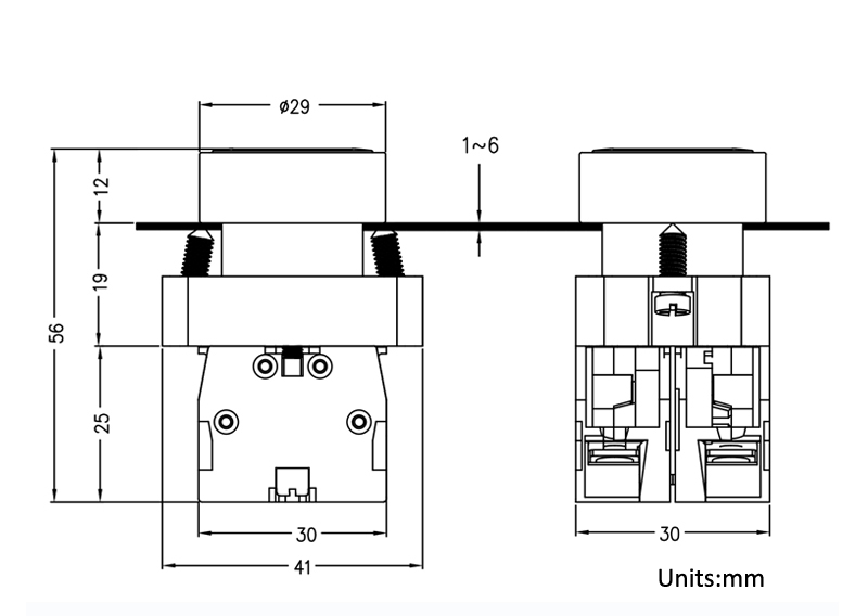 5BE — 平钮尺寸图