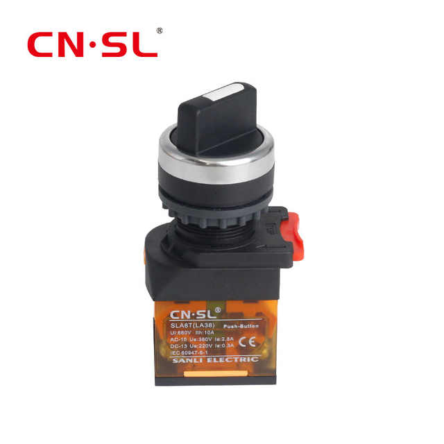 Селекторный переключатель, 22 мм, 2НО, 3 положения, с фиксацией, поворотный, 10 А