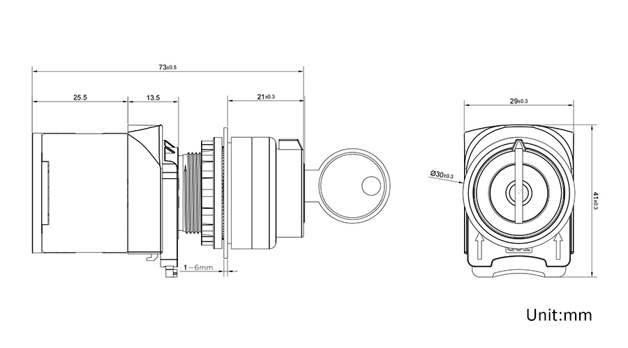 8T钥匙三位置锁-复位-半复位