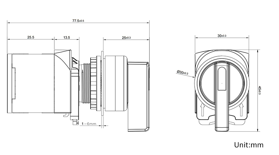 8T长柄旋钮三位置锁-复位-半复位